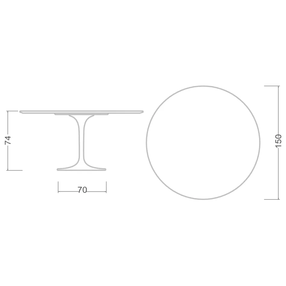 Tulip Tabelle Saarinen H 73 Runde Keramik unsichtbar wählen Made in Italy - Scarlet Viadurini
