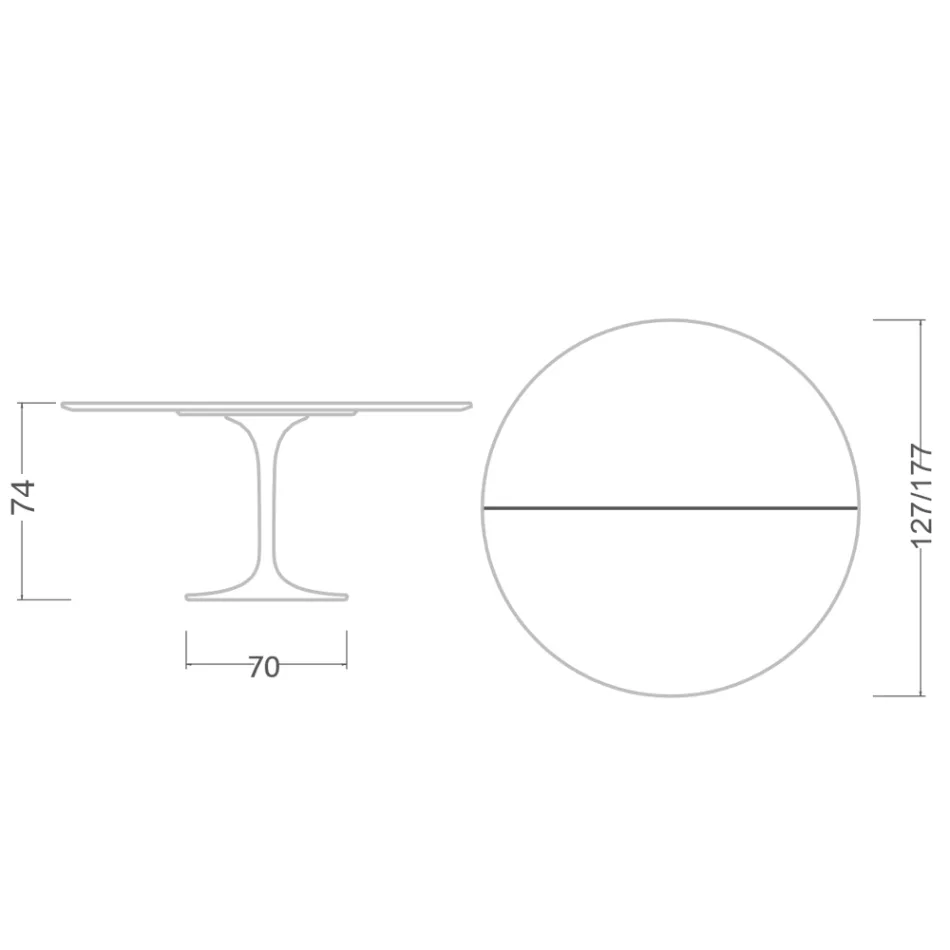 Tulip Tisch Saarinen H 74 Ausziehbar in Weiß Flüssiglaminat Made in Italy - Scharlachrot Viadurini