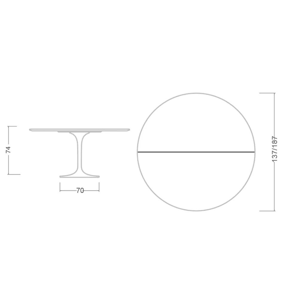 Tulip Tisch Saarinen H 74 Ausziehbar in Weiß Flüssiglaminat Made in Italy - Scharlachrot Viadurini