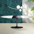 Saarinen Tulip Tisch H 74 cm ausziehbar in Florim Keramik Hochglanz Weiß - Scharlachrot Viadurini