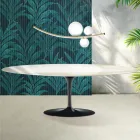 Saarinen Tulip Tisch H 74 cm ausziehbar in Florim Calacatta Gold Glanzkeramik - Scharlachrot Viadurini