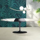 Saarinen Tulip Tisch H 74 cm ausziehbar in Florim Calacatta Gold Glanzkeramik - Scharlachrot Viadurini