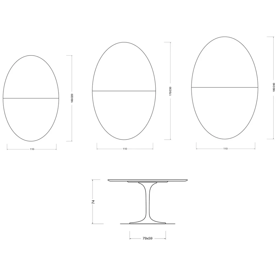Saarinen Tulip Tisch H 74 cm ausziehbar in Florim Statuario Mattkeramik - Scharlachrot Viadurini