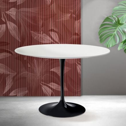 Saarinen Tulpentisch H 74 cm in Mattweiß Florim Keramik - Scharlachrot Viadurini