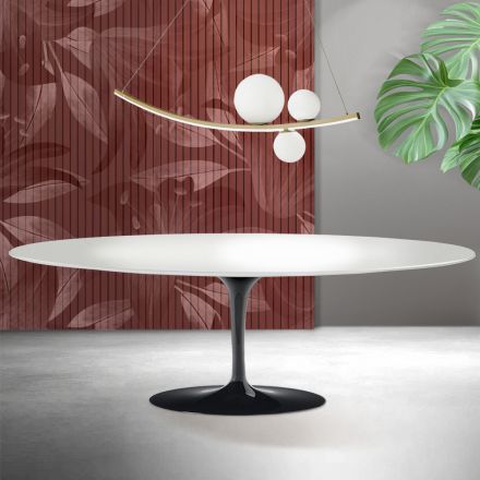 Saarinen Tulpentisch H 74 cm in Weiß Florim Keramik - Scharlachrot Viadurini