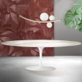 Saarinen Tulip Tisch H 74 cm in Florim Calacatta Gold Matt Keramik - Scharlachrot