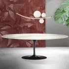 Saarinen Tulip Tisch H 74 cm in Florim Calacatta Gold Matt Keramik - Scharlachrot Viadurini