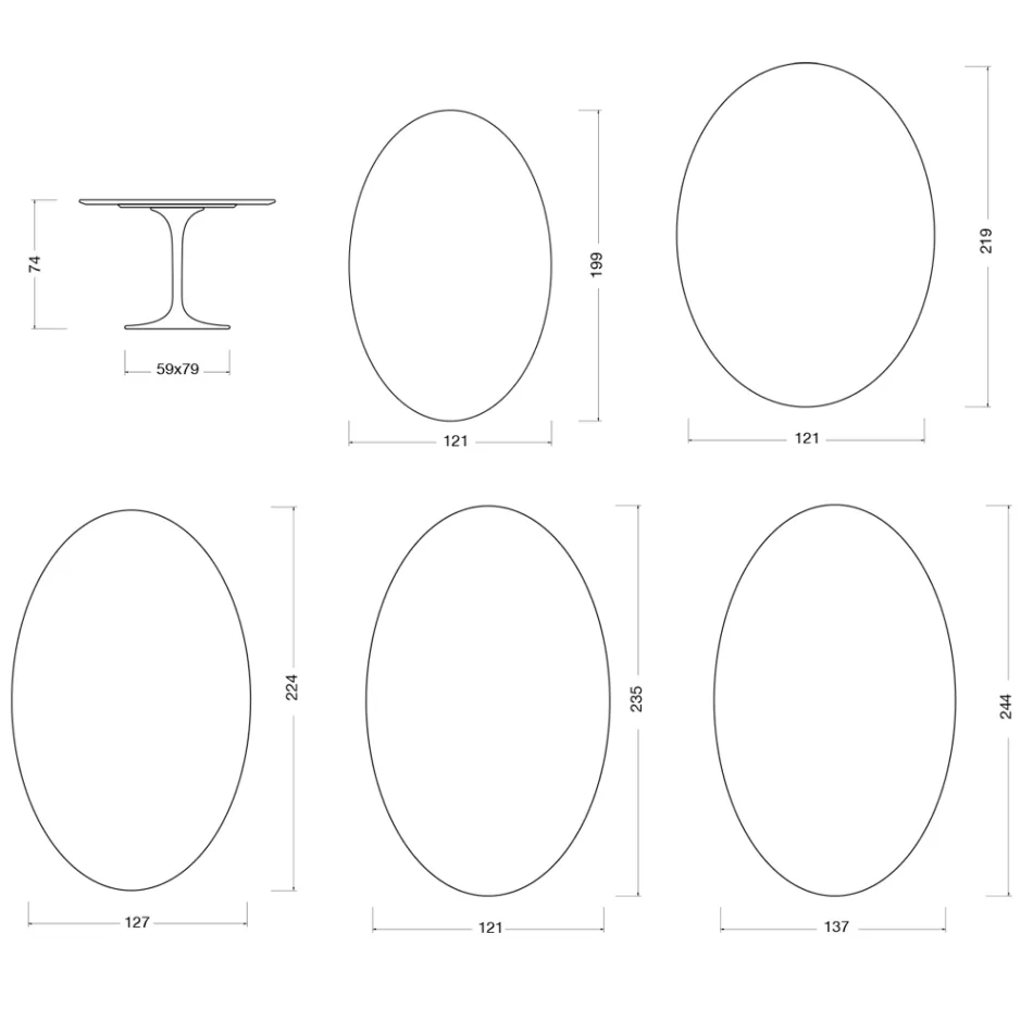 Tulip Saarinen Tisch H 74 cm aus Florim Statuario Lucido Keramik – Scharlachrot Viadurini