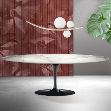 Saarinen Tulip Tisch H 74 cm in Matt Florim Statuario Ceramica – Scarlet Viadurini