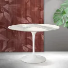 Saarinen Tulip Tisch H 74 cm in Matt Florim Statuario Ceramica – Scarlet Viadurini