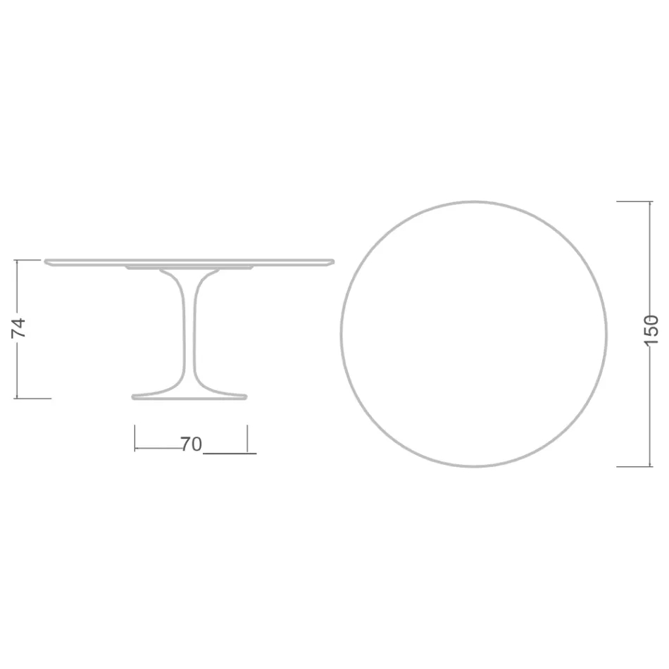 Tulpentisch Saarinen H 74 mit runder Platte aus schwarzem Marquinia-Marmor Made in Italy - Scharlachrot Viadurini
