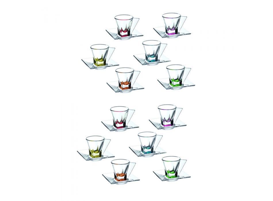 Ökologische Kaffeetassen aus transparentem oder farbigem Kristall 12 Stück - Amalgam Viadurini