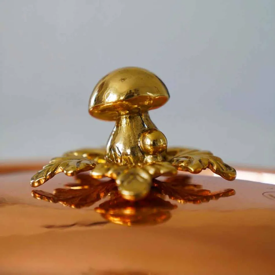 Handverzinnte ovale Kupferpfanne mit Deckel 27x20 cm - Mariachiara Viadurini