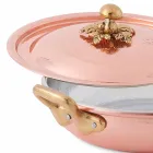 Rundes Design verzinnte Kupferpfanne mit Deckel 28 cm - Mariastella Viadurini