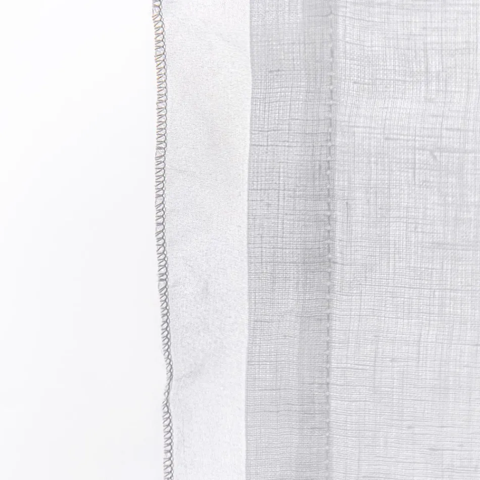 Glasvorhang mit Leinengaze und weißem Organza, elegantes Design – Tapioka Viadurini