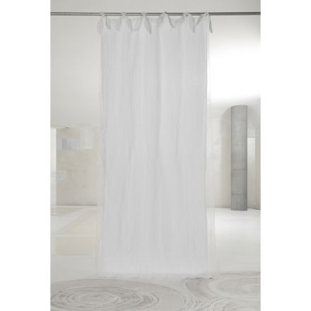 Weißer Vorhang aus Leinen und Organza mit Bändern, luxuriöses Design, hergestellt in Italien – Ariosto Viadurini