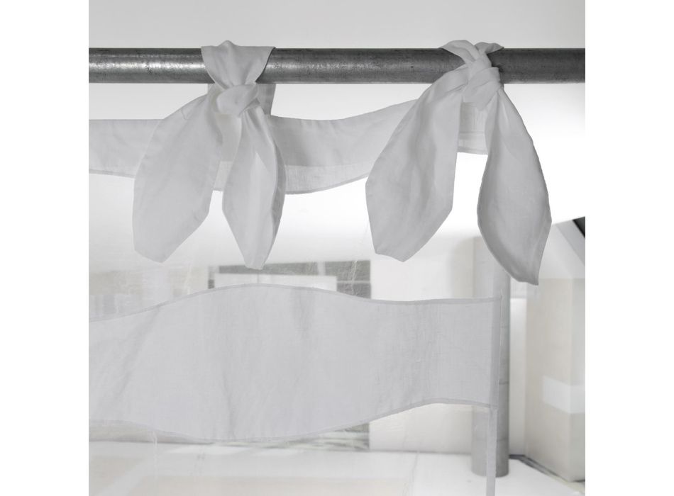 Weißer Vorhang aus Leinen und Organza mit eleganter italienischer Stickerei – Oceanomare Viadurini