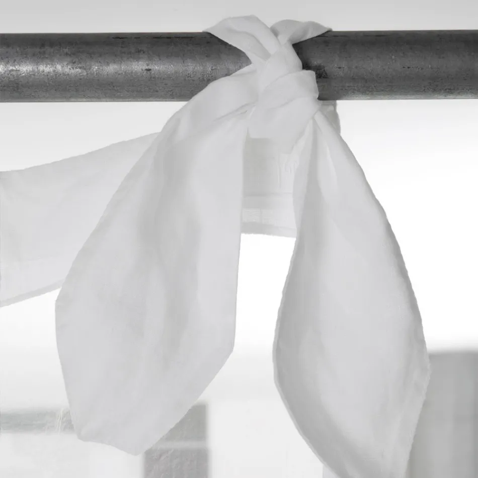 Weißer Vorhang aus Leinen und Organza mit eleganter italienischer Stickerei – Oceanomare Viadurini