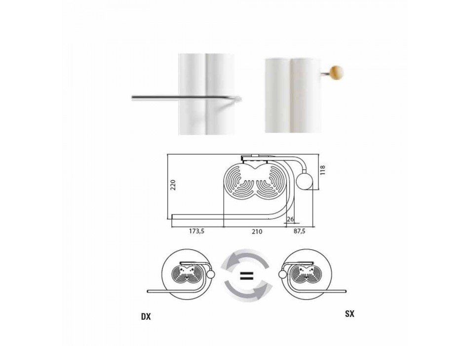 Vertikaler Design-Badezimmerheizkörper Elektrischer Boden 450 Watt - Ottolungo Viadurini