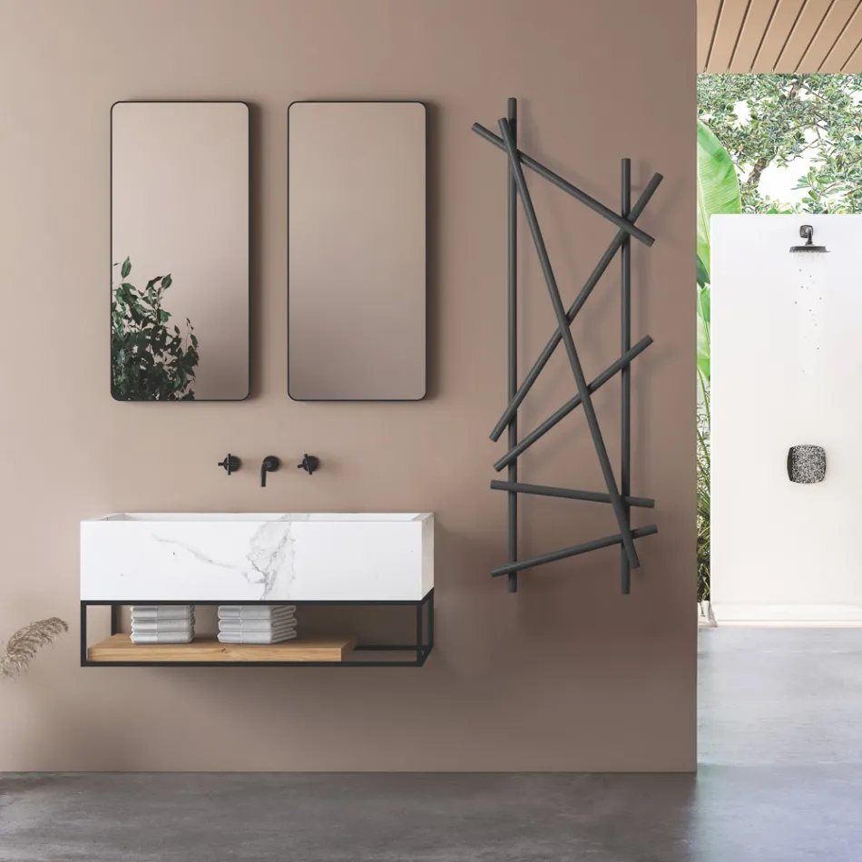 Elektrischer Stahlheizkörper mit runden Rohren Made in Italy - Random Viadurini