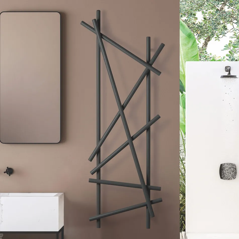 Elektrischer Stahlheizkörper mit runden Rohren Made in Italy - Random Viadurini