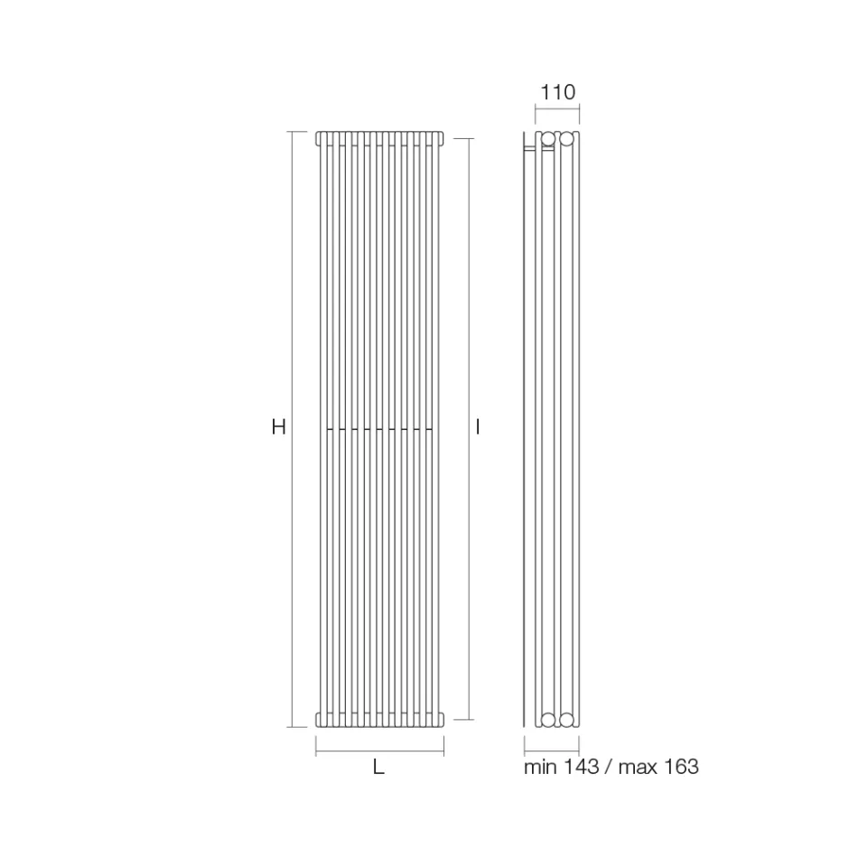 Hydraulischer Heizkörper mit dreifacher Serie vertikaler Elemente, hergestellt in Italien – Cenci Viadurini