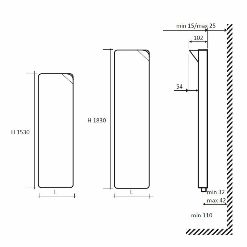 Vertikaler Kühler mit hydraulischem Design aus farbigem Aluminium bis 662 W - Buch Viadurini