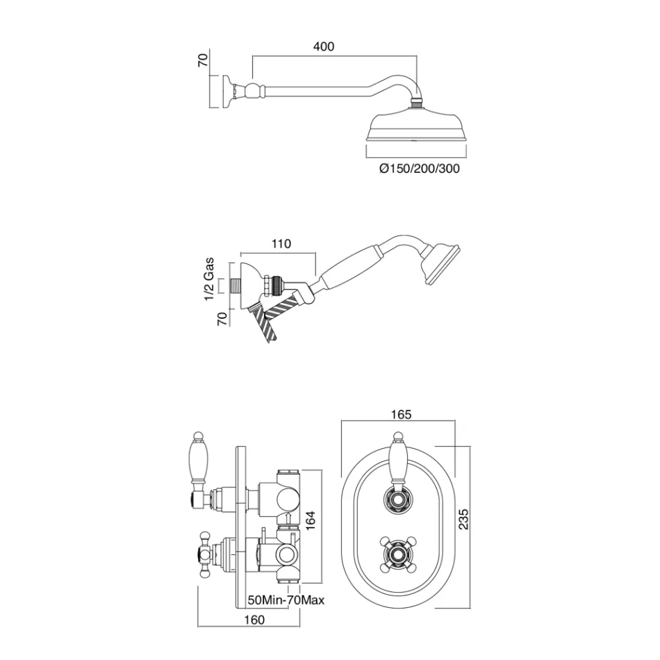 Einbau-Thermostat im Vintage-Design aus Messing, hergestellt in Italien – Elisea Viadurini