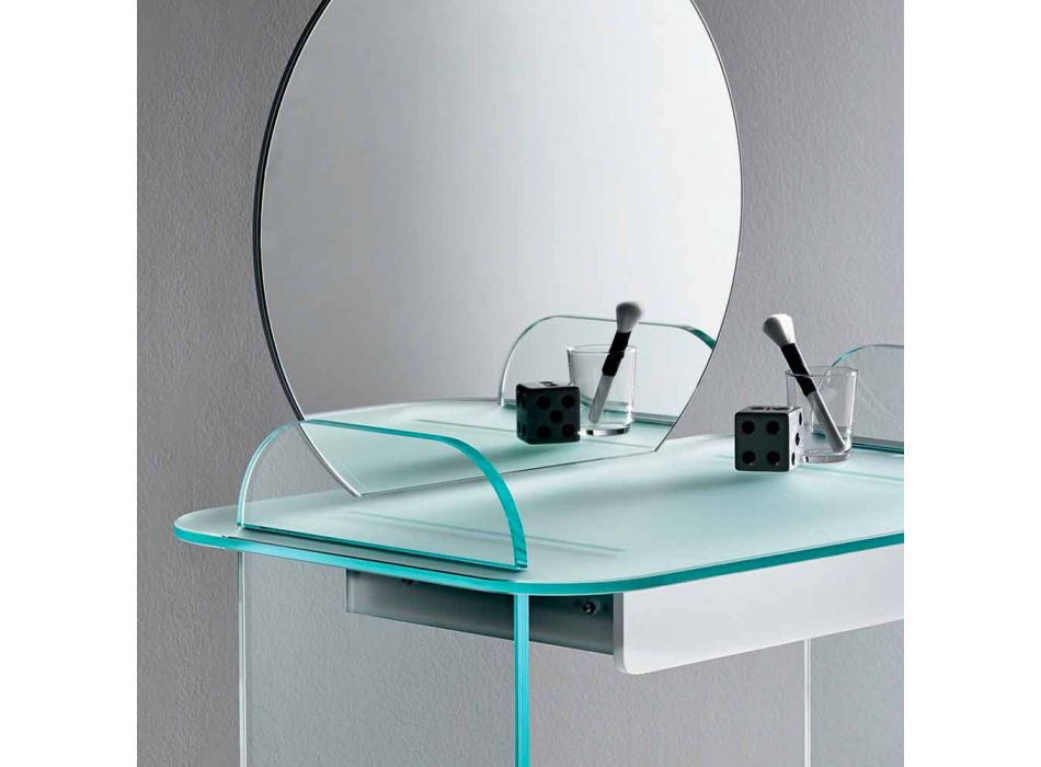 Schminktisch mit Spiegel und Glasschublade 3 Ausführungen - Salvie Viadurini