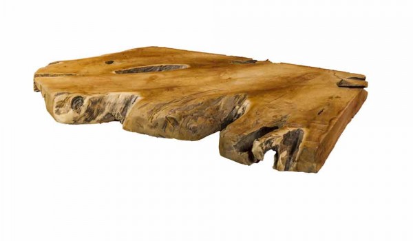 Abgehängte Badezimmerplatte aus massivem Teakholz mit unregelmäßiger Form