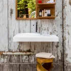 Aufgehängte Mineralwerkstoffplatte mit integriertem Arona-Spülbecken Viadurini