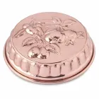 Runde handverzinnte Kuchenform aus Kupfer mit Obstdekoration 28 cm - Gianmattia Viadurini