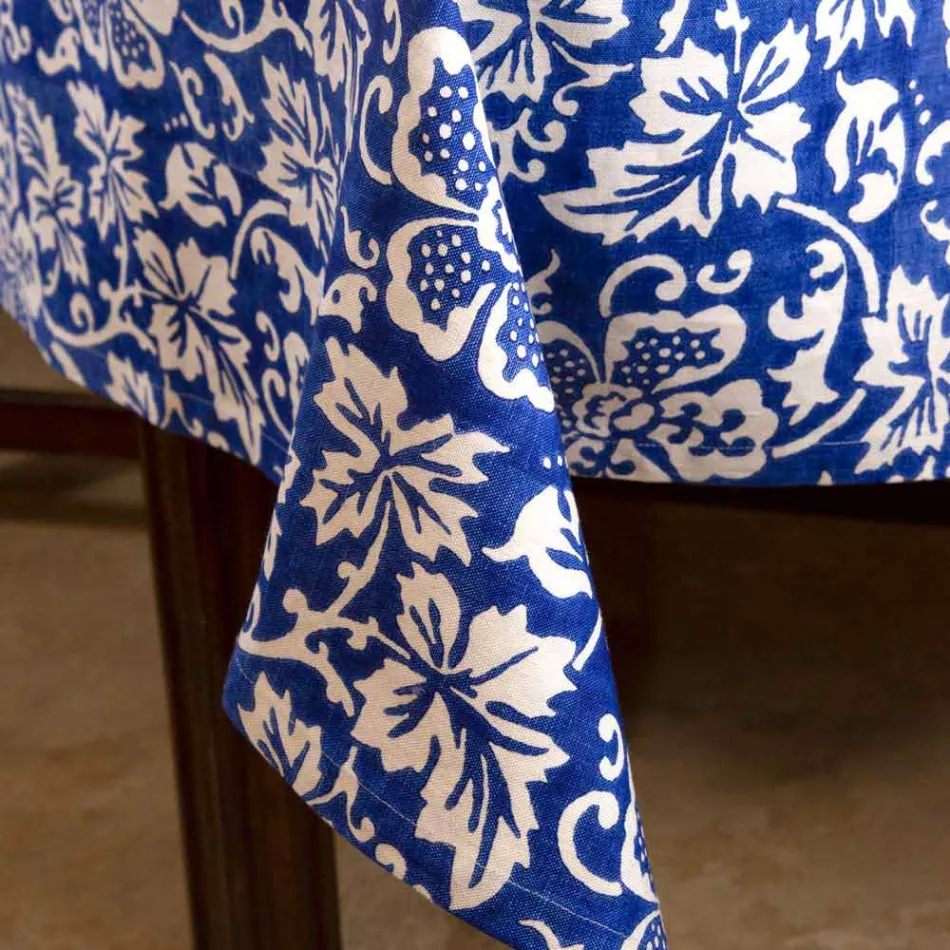 100% italienische handgefertigte Leinentischdecke mit einteiligem Handabdruck - Marken Viadurini