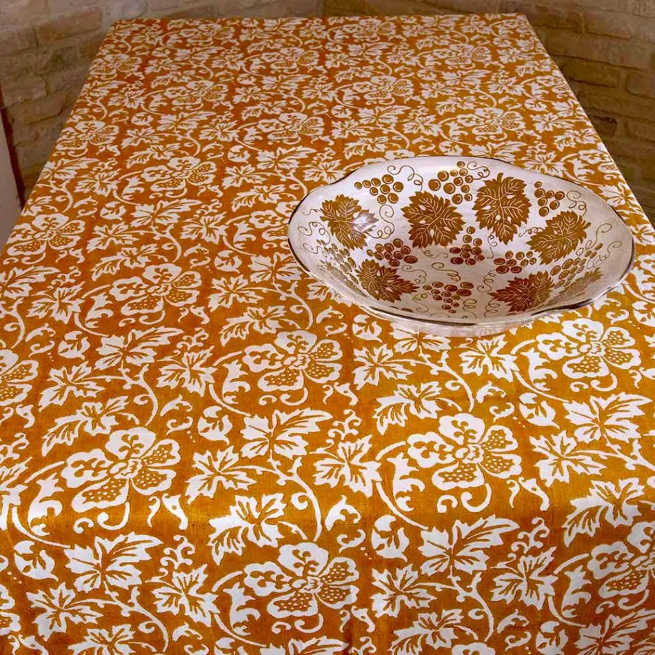 100% italienische handgefertigte Leinentischdecke mit einteiligem Handabdruck - Marken Viadurini