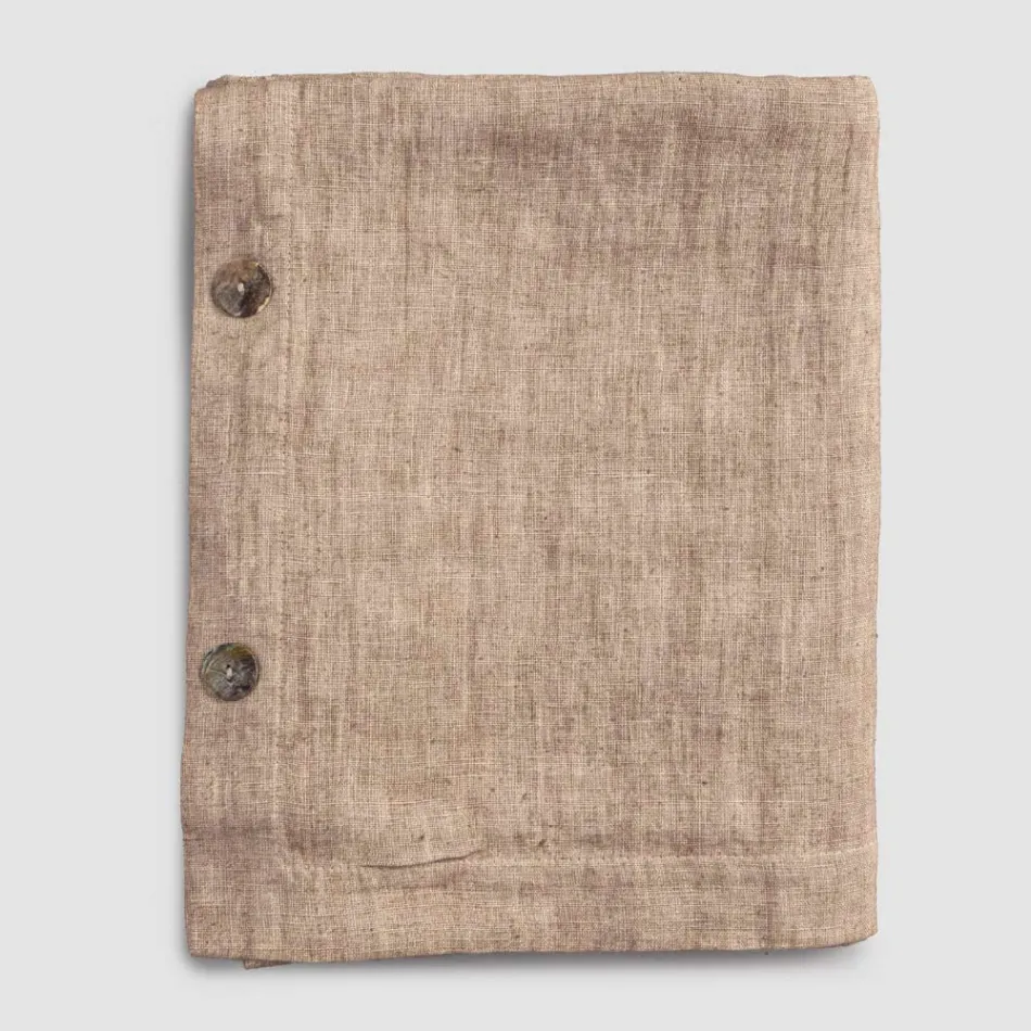 Rechteckige Leinentischdecke mit Knopflöchern und 10 Knöpfen, luxuriös – mediterran Viadurini