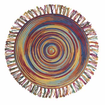 Amerikanisches rundes farbiges Polyester-Tischset mit Fransen 12 Stück - Aries