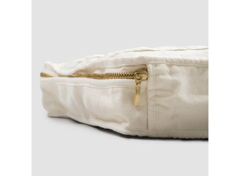 Mittelgroße Kosmetiktasche aus Leinen und Baumwolle mit Farnese-Spitze und Reißverschluss – Mike Viadurini