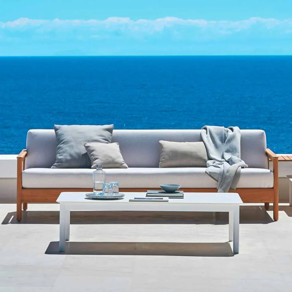 Varaschin Bali modernes 3-Sitzer-Outdoor-Sofa aus massivem Teakholz Viadurini