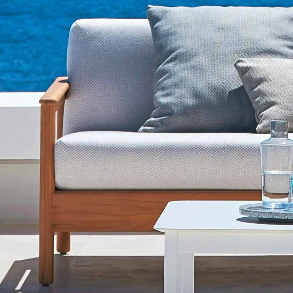 Varaschin Bali modernes 3-Sitzer-Outdoor-Sofa aus massivem Teakholz Viadurini