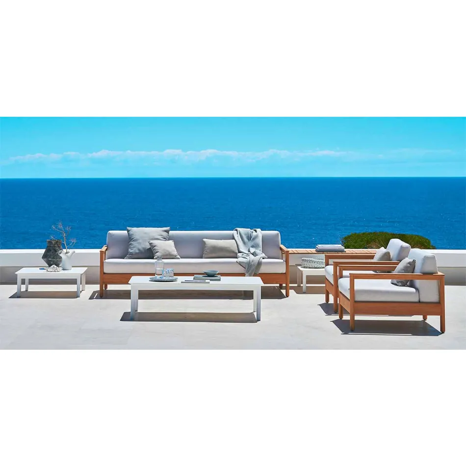 Varaschin Bali modernes 3-Sitzer-Outdoor-Sofa aus massivem Teakholz Viadurini