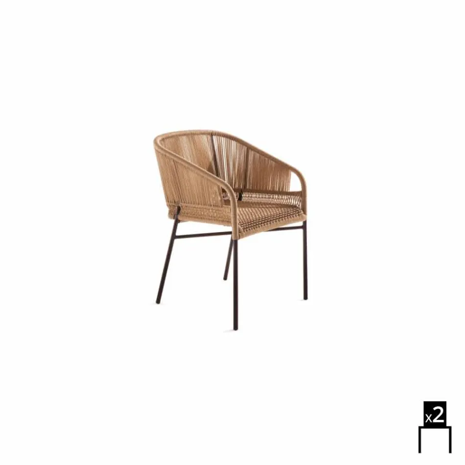 Varaschin Cricket Stuhl mit handgewebten äußeren, 2 Stück Viadurini