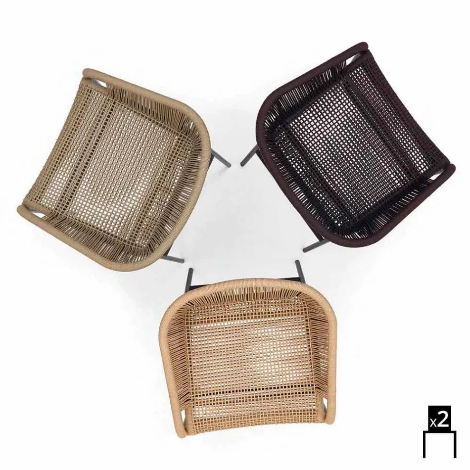 Varaschin Cricket Stuhl mit handgewebten äußeren, 2 Stück Viadurini