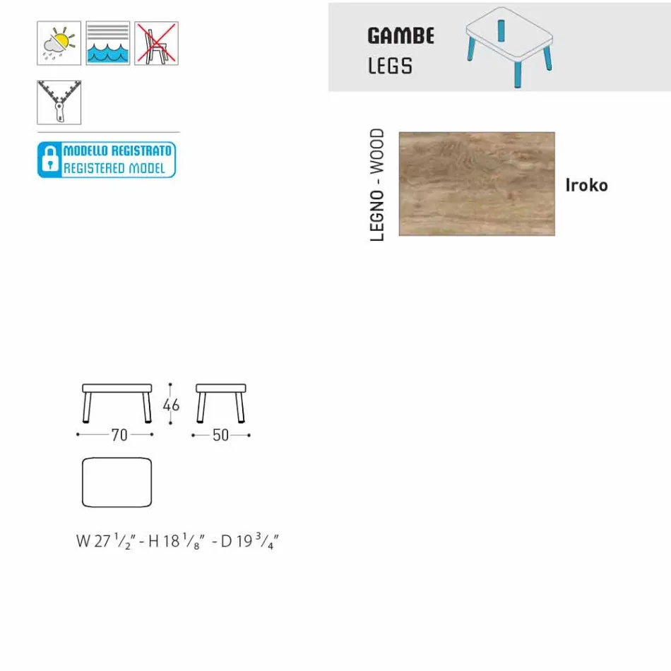 Outdoor-Fußstütze Varaschin Emma aus gepolstertem Stoff Viadurini
