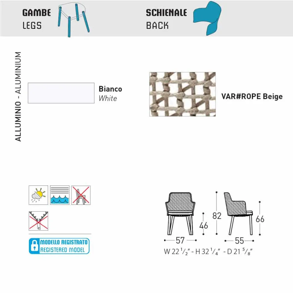 Varaschin Emma gepolsterter Außensessel mit modernem Design Viadurini