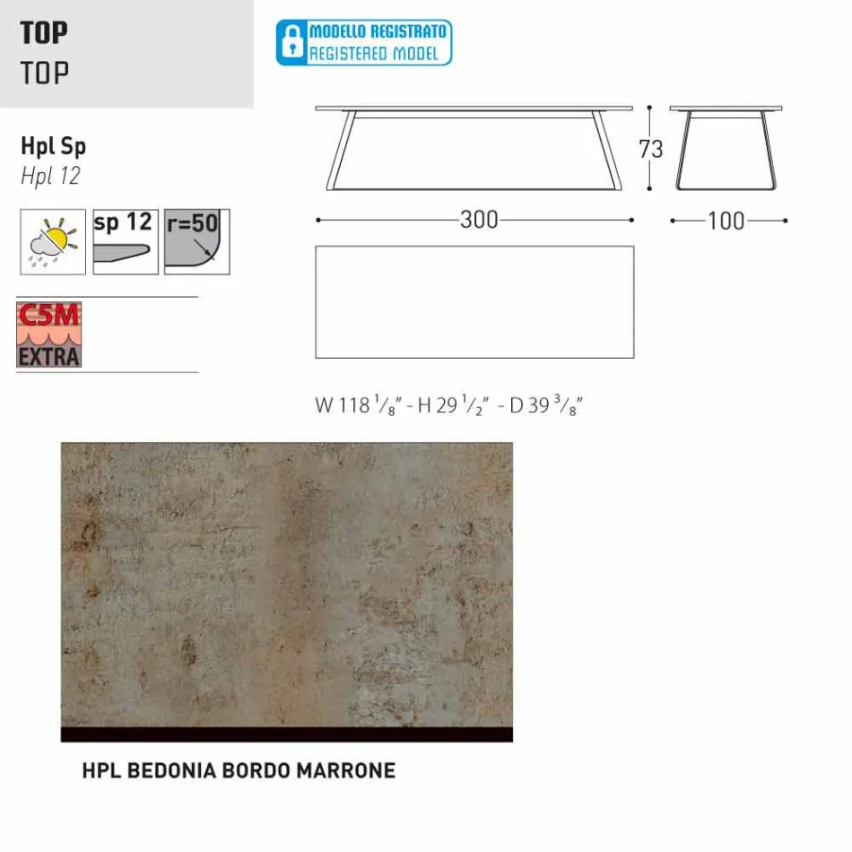 Varaschin Kolonaki Tabelle moderne Gärten in verschiedenen Größen Viadurini