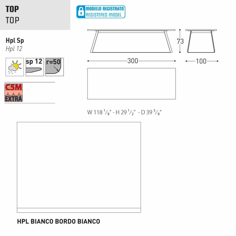 Varaschin Kolonaki Tabelle moderne Gärten in verschiedenen Größen Viadurini