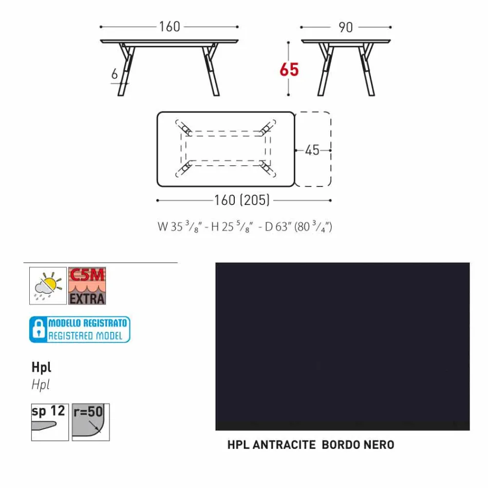 Varaschin Link-Tisch Gartentisch mit Teakholz Beinen, H65 cm Viadurini