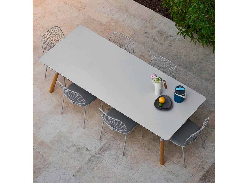 Varaschin Link-Tisch Gartentisch mit Teakholz Beinen, H65 cm Viadurini