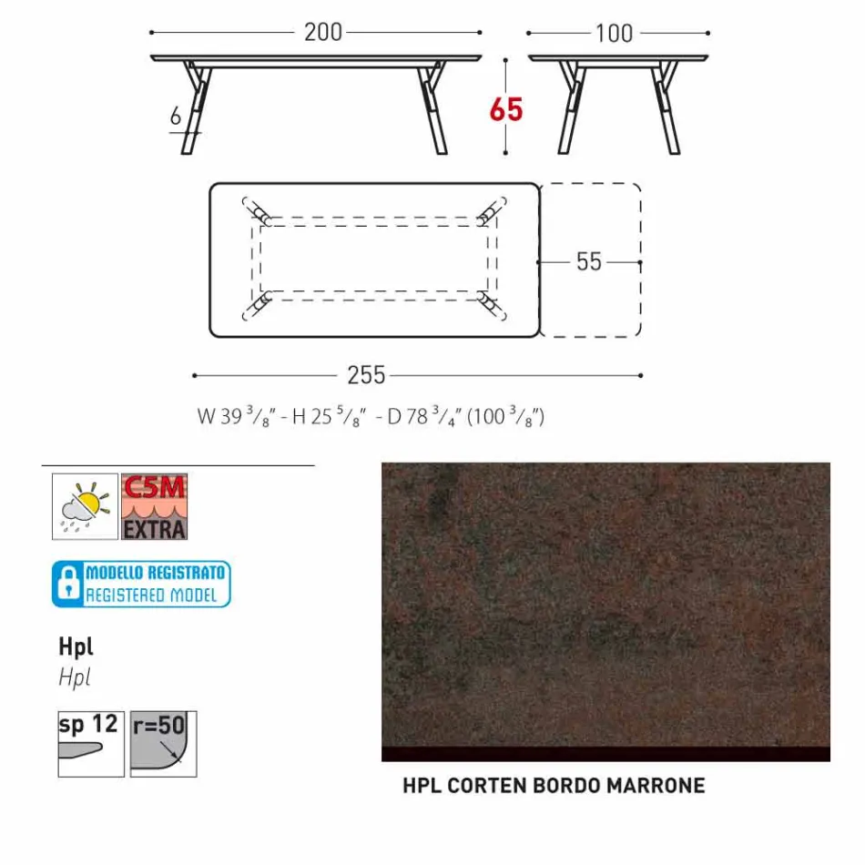 Varaschin Link-Tisch Gartentisch mit Teakholz Beinen, H65 cm Viadurini