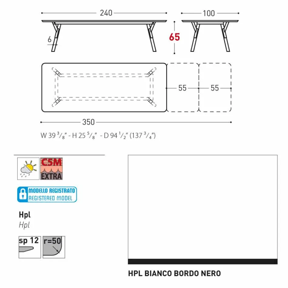 Varaschin Link-Tabelle H 65 cm Gärten erweiterbar auf bis zu 350 cm Viadurini